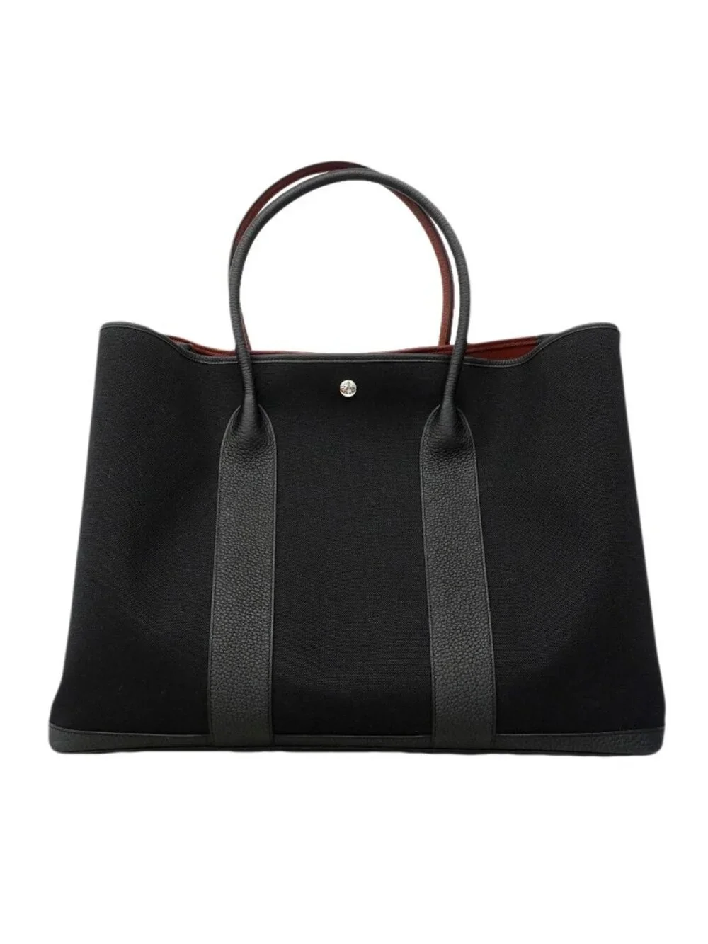 Hermes Tote Garden Party GM Negonda Toile Military Black Rouge Ash Silver